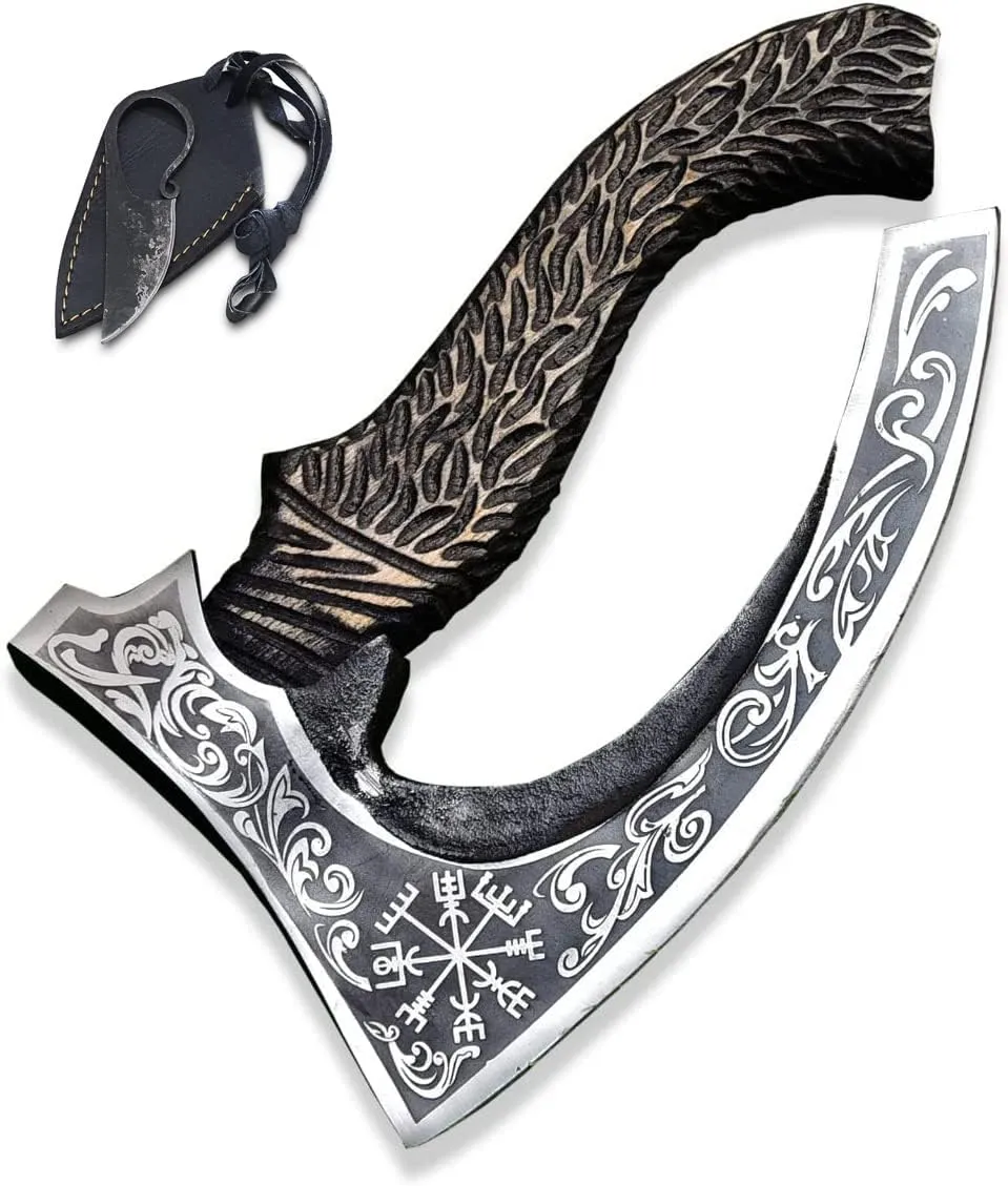 / Handmade, Custom Hand Forged Pizza Axe, Viking Camping Bearded Axe, Best Birthday for him, Viking Pizza Cutter Axe