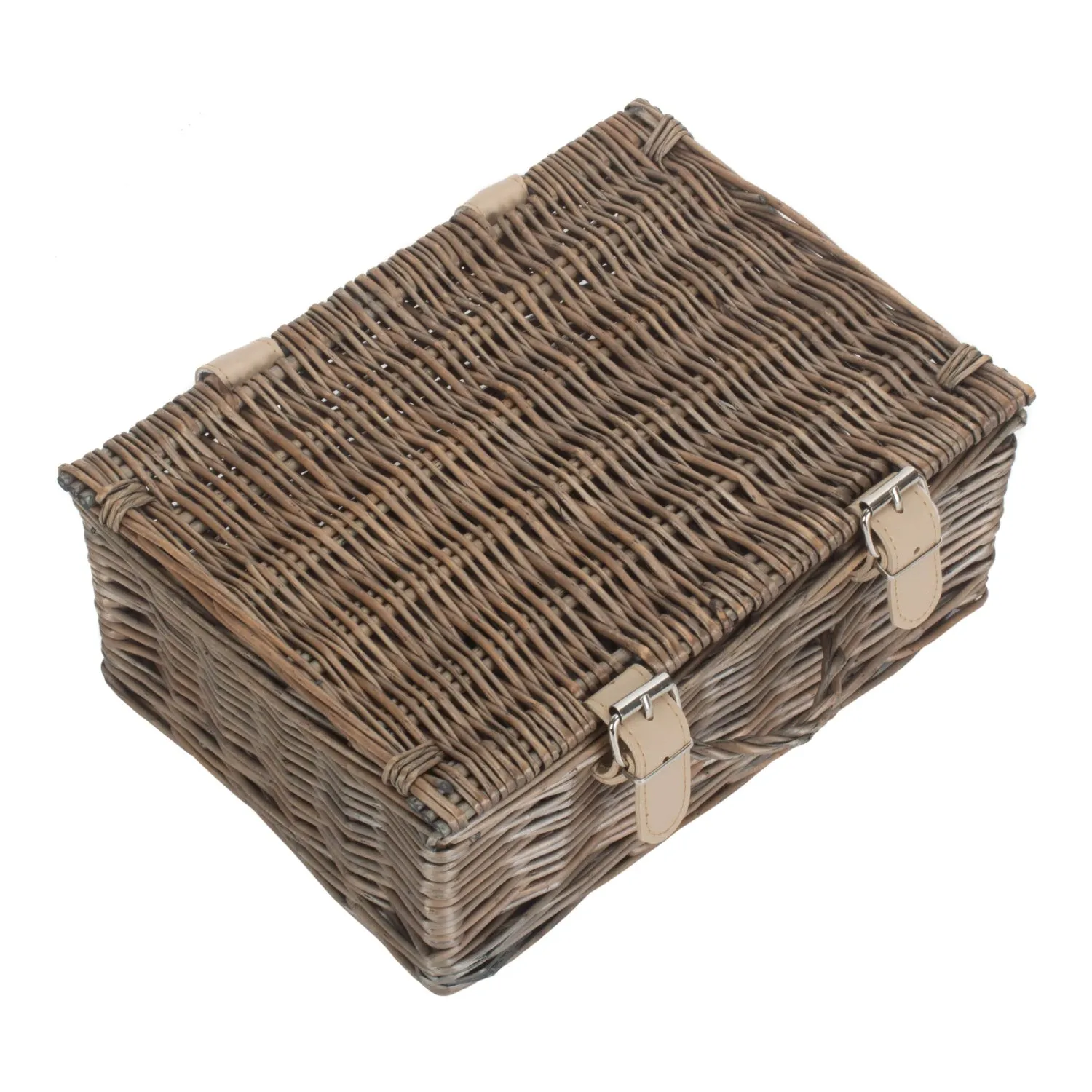 10 Inch Antique Wash Willow Handled Hamper