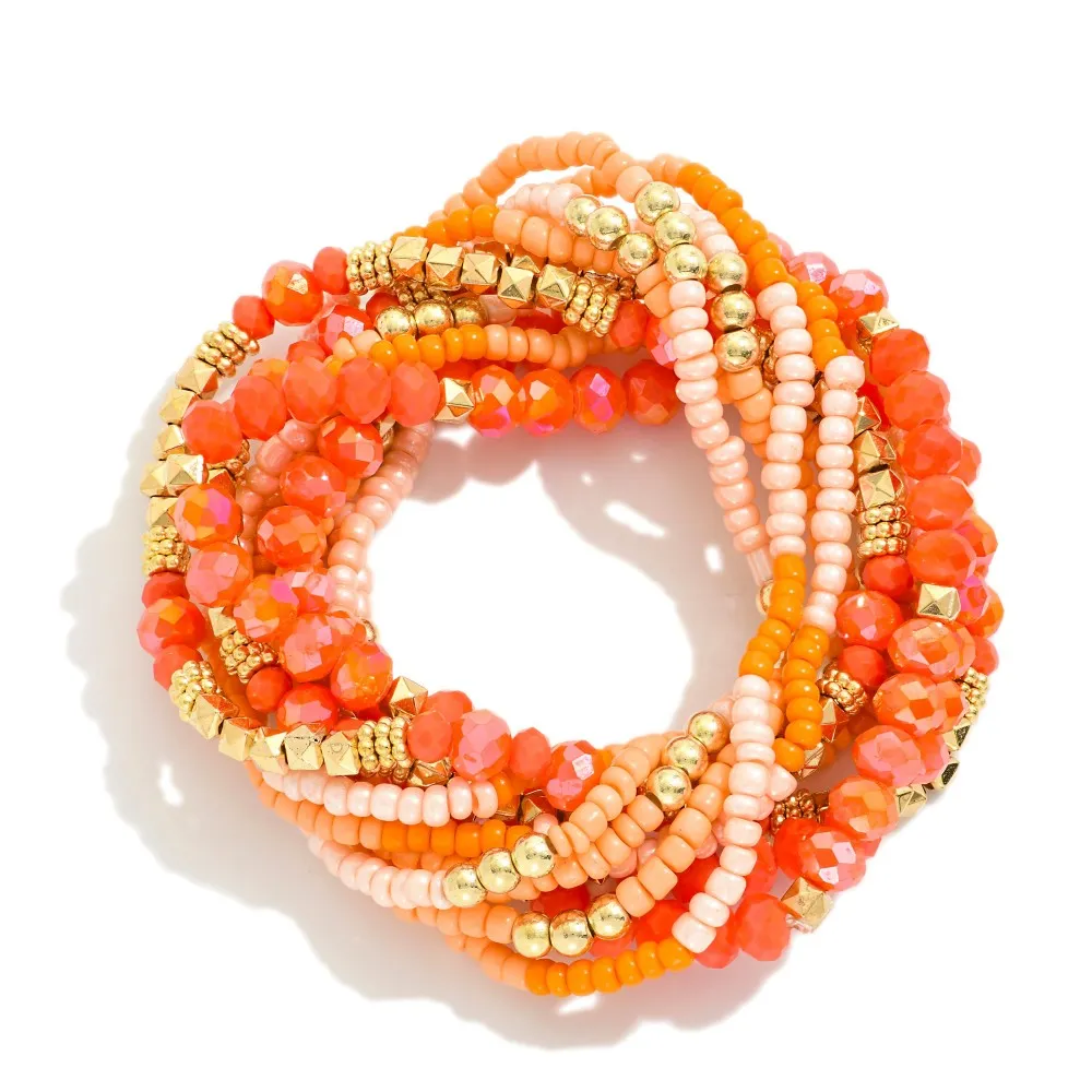 10 tiny bracelets in metals & glass seed beads