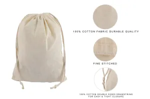 100% Cotton Double Drawstring Pouch for everyday use (Pack of 12 x 16   12 x 20 Inches)