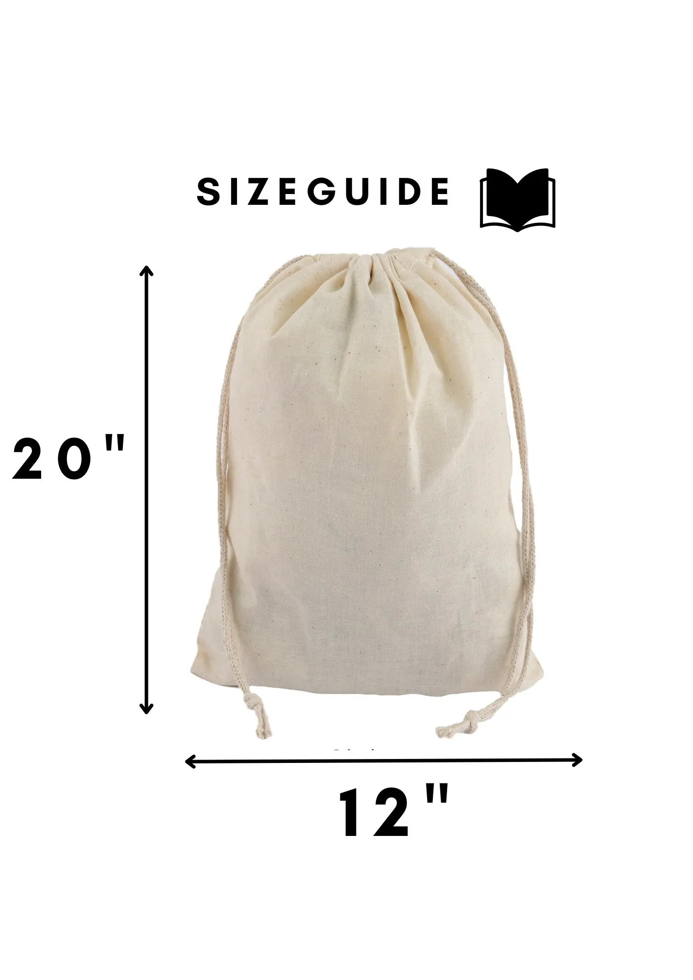 100% Cotton Double Drawstring Pouch for everyday use (Pack of 12 x 16   12 x 20 Inches)