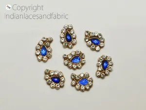 100 Indian Hand Crafted Beaded Rhinestone Paisley Appliques Beaded Bridal Appliques Sewing Dress Patch DIY Crafting Sewing  Patches