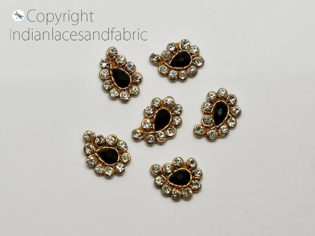 100 Indian Hand Crafted Beaded Rhinestone Paisley Appliques Beaded Bridal Appliques Sewing Dress Patch DIY Crafting Sewing  Patches