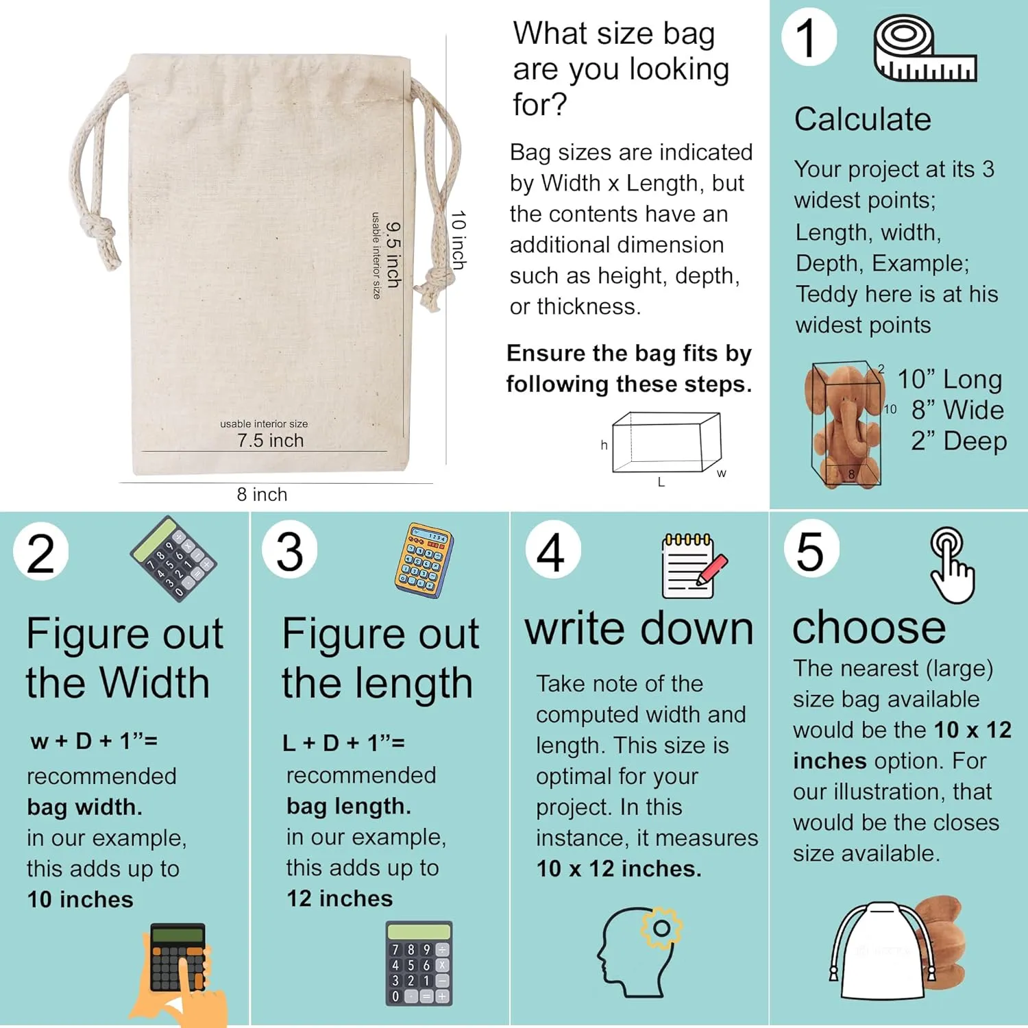100Pcs 3 x 4 Inches Premium Cotton Muslin Double Drawstring Bags, Reusable Bag Natural Cotton Bags with Drawstring Produce Bags Bulk Gift Bag Jewelry Pouch for Party Wedding Home Storage