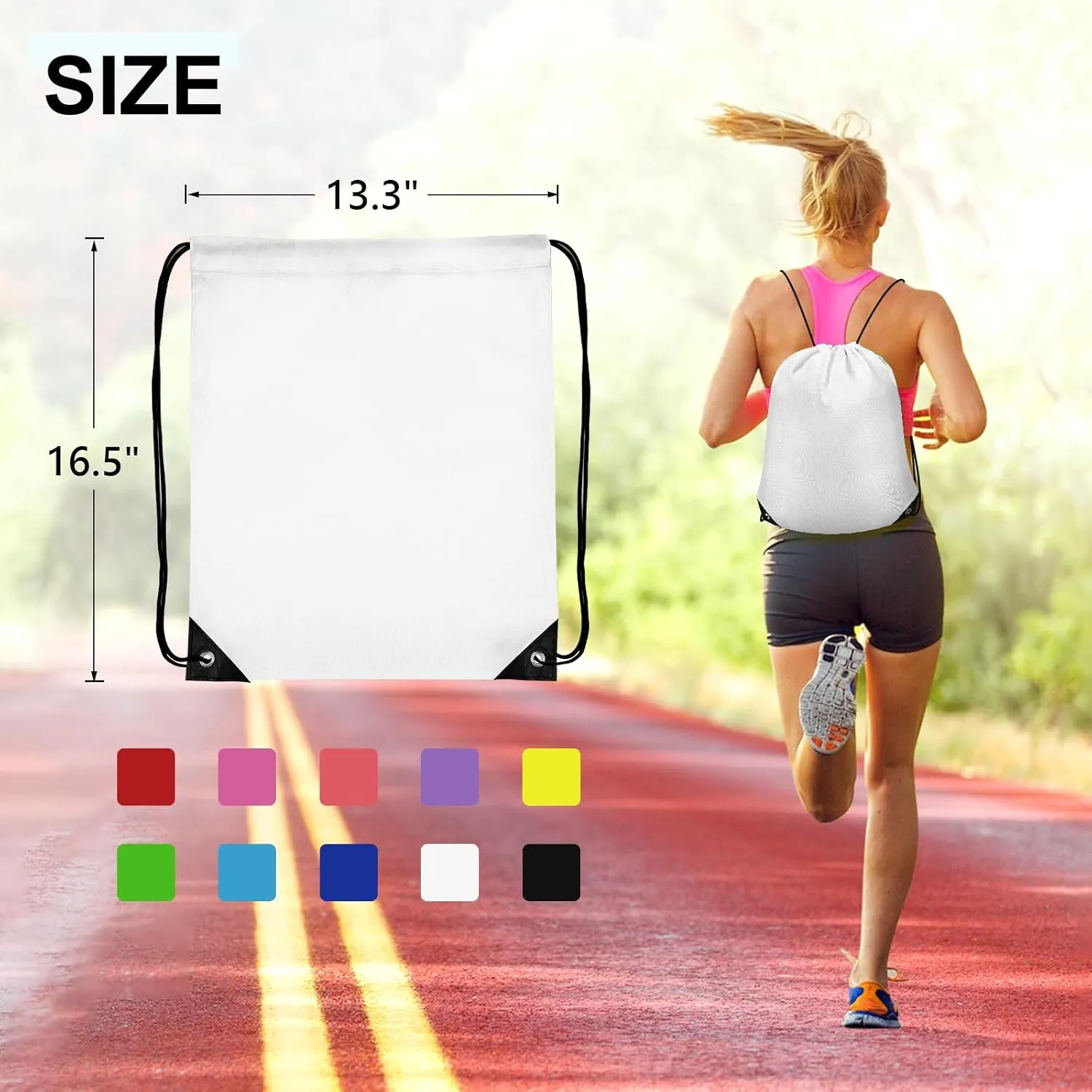 10Pcs Drawstring Backpack Bulk Cinch Bag, Drawstring Bags Polyester for Gym Sports Beach Party Trip (White)