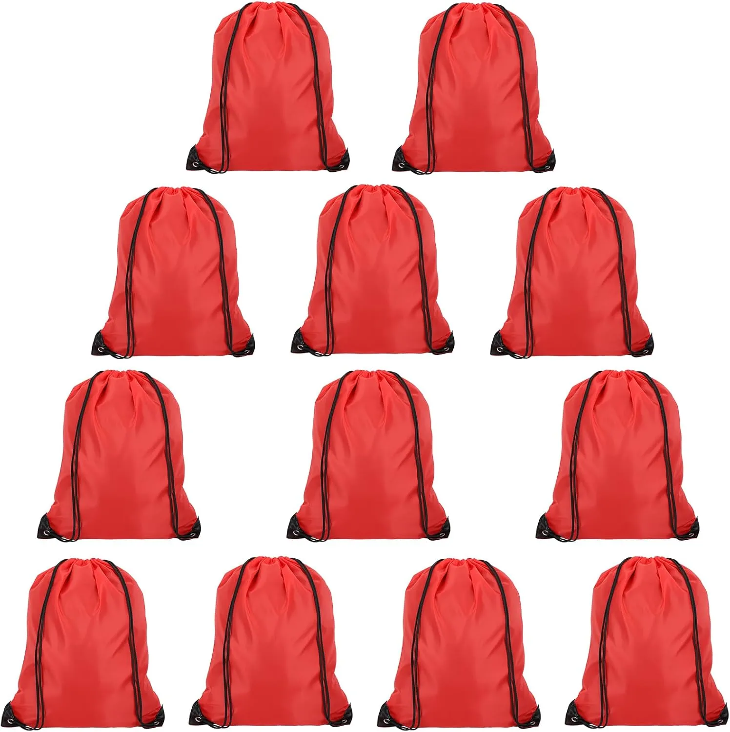 12pcs Drawstring Backpack Bags Bulks, 13.39x16.93inch Sport Cinch Bags Drawstring, Waterproof Draw String Bag for Gym, Large Capacity Bulk Drawstring Bag for Sports Beach Swimming Sackpack, Red