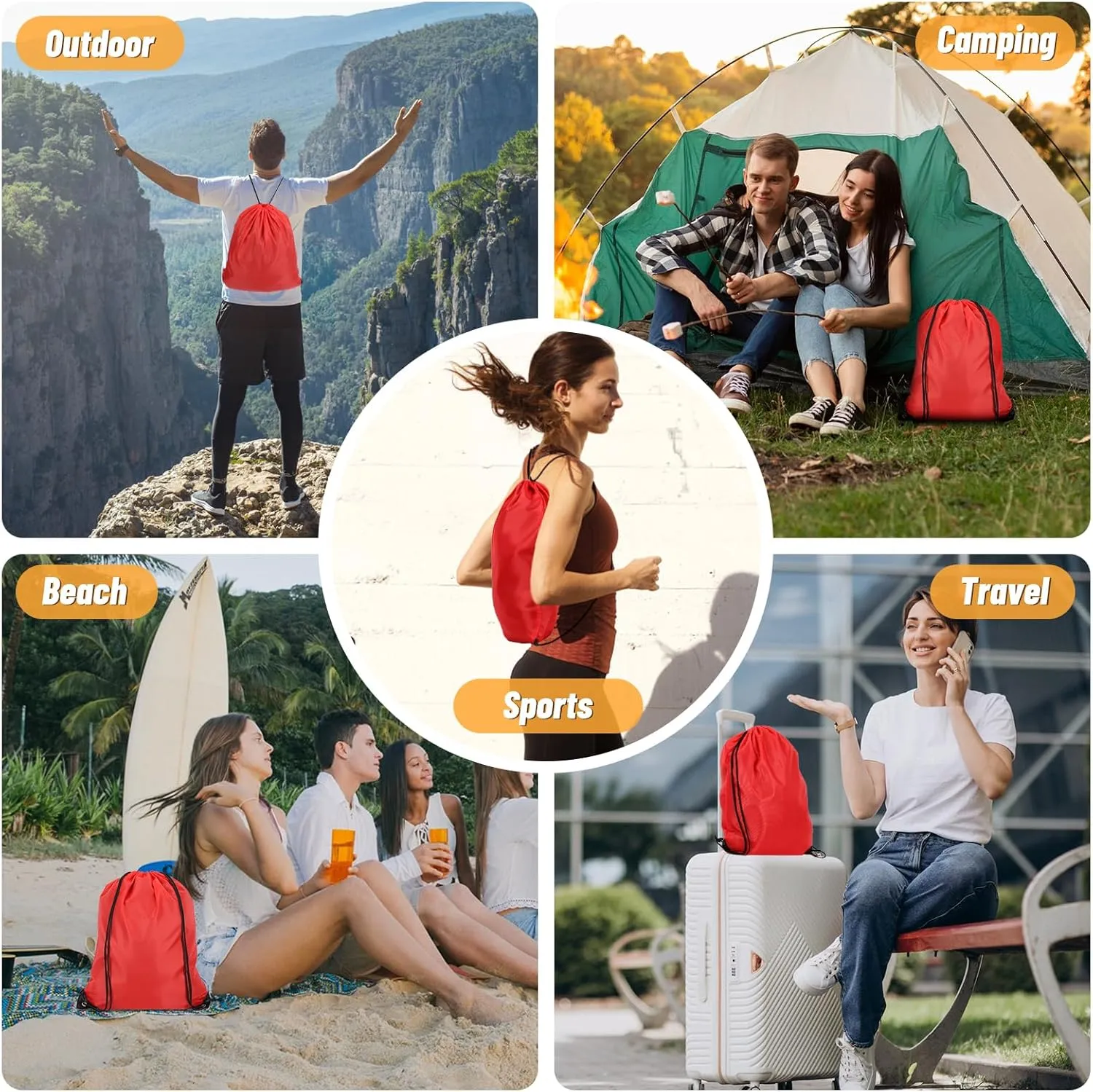 12pcs Drawstring Backpack Bags Bulks, 13.39x16.93inch Sport Cinch Bags Drawstring, Waterproof Draw String Bag for Gym, Large Capacity Bulk Drawstring Bag for Sports Beach Swimming Sackpack, Red