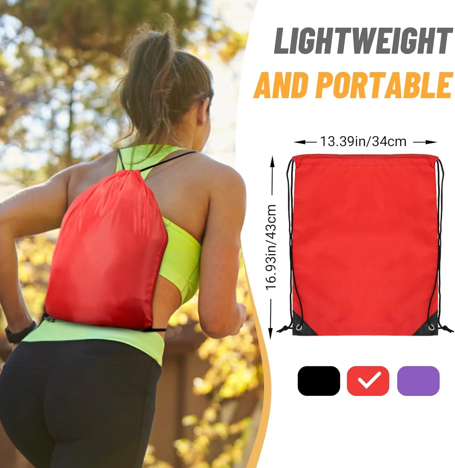 12pcs Drawstring Backpack Bags Bulks, 13.39x16.93inch Sport Cinch Bags Drawstring, Waterproof Draw String Bag for Gym, Large Capacity Bulk Drawstring Bag for Sports Beach Swimming Sackpack, Red
