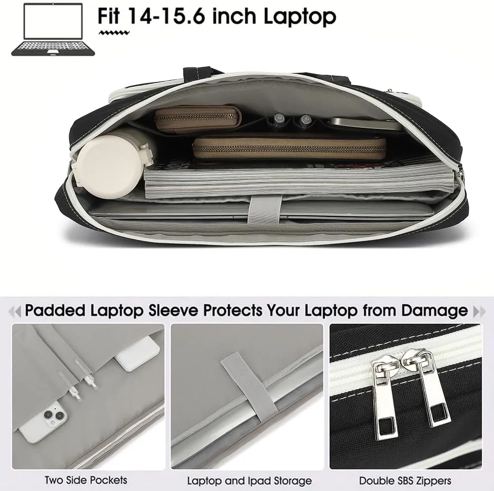 15-15.6 inch Laptop Shoulder Bag, for MacBook Pro 16, Hp Lenovo Dell 14 inch Waterproof Messenger Bag Case Sleeve (black)