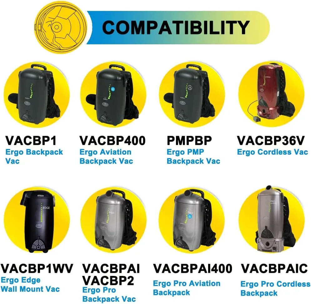15 Pack VACBP6 Bags, compatible with 8-Quart Atrix Ergo Backpack Vacuum Models: VACBP1, VACBP36V, VACBPAI.