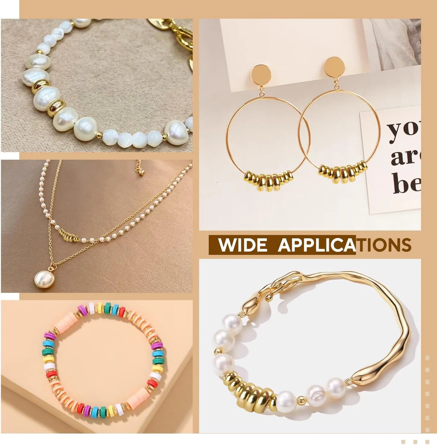 150Pcs 18K Gold Filled Flat Round Spacer Beads, Tiny Rondelle Coin Disc Loose Beads for Jewelry Findings Making, Small Handmade Beads for DIY Bracelet Necklace Earring Bulk Making Supply (8mmGold)