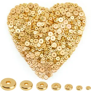 150Pcs 18K Gold Filled Flat Round Spacer Beads, Tiny Rondelle Coin Disc Loose Beads for Jewelry Findings Making, Small Handmade Beads for DIY Bracelet Necklace Earring Bulk Making Supply (8mmGold)
