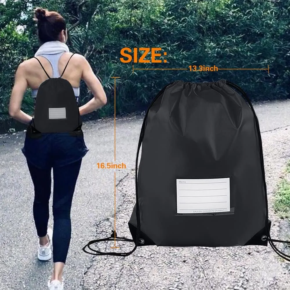 16 Pack Drawstring Bags,Bulk Draw String Backpack, DIY Gym Sports Cinch Bag Sackpack for Women Men, Black