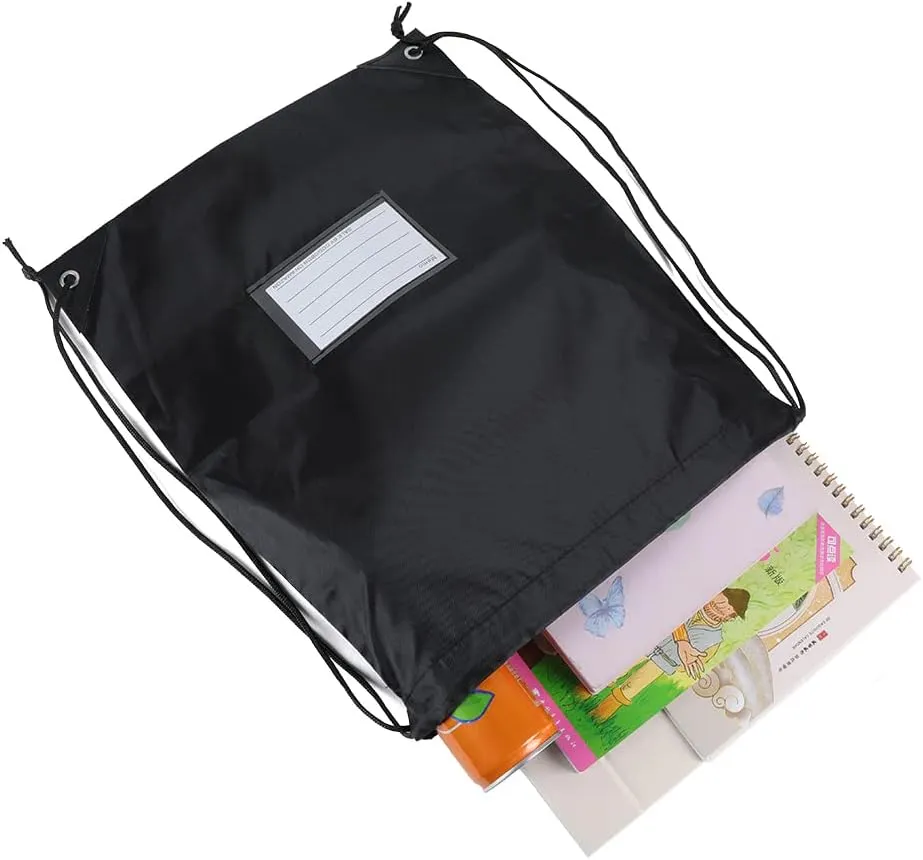 16 Pack Drawstring Bags,Bulk Draw String Backpack, DIY Gym Sports Cinch Bag Sackpack for Women Men, Black