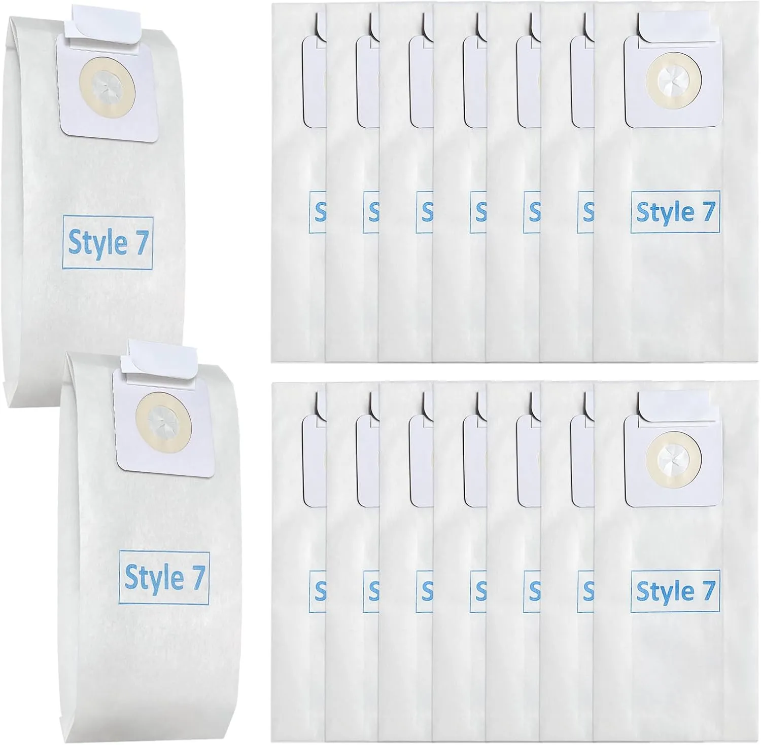 16 Pack Style 7 Replacement Vacuum Bags Fit for Bissell PowerForce Bagged Uprights Vacuums 3522 3545 3550 3554 Series, Replace Part # 32120