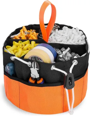 16 Pockets Screw Bags, Small Parts Bag Screw Pouch Nail Pouch Stacks in 5 Gal Bucket, Parachute Bag Tool Organizer with Drawstring, Tools Bag for Nails, Screws, and Supplies
