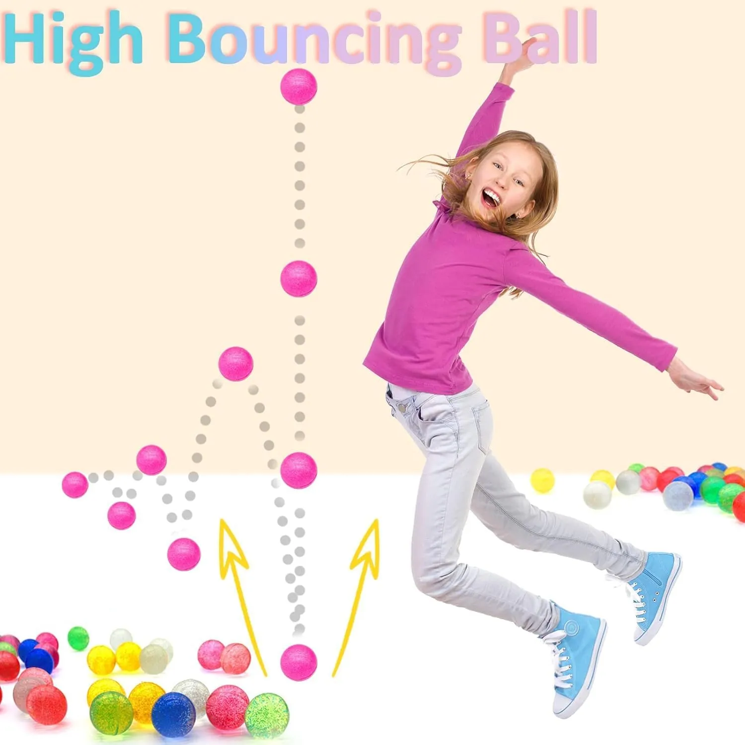160 Pcs Glitter Bouncy Balls Bulk for Kids, 32mm 8 Colors Rubber Bounce Balls Bulk for Party Favors, Goodie Bag Fillers, Easter Gift Bag Stuffers, Basket Stuffers, Classroom Prizes