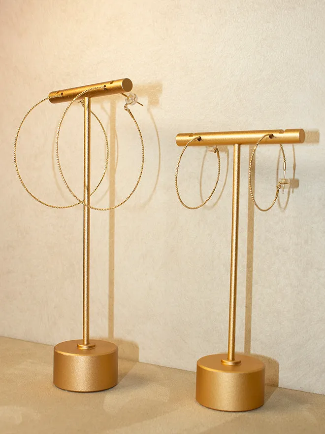 18K Medium Skinny Beaded Hoop Earrings