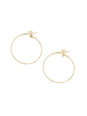 18K Medium Skinny Beaded Hoop Earrings