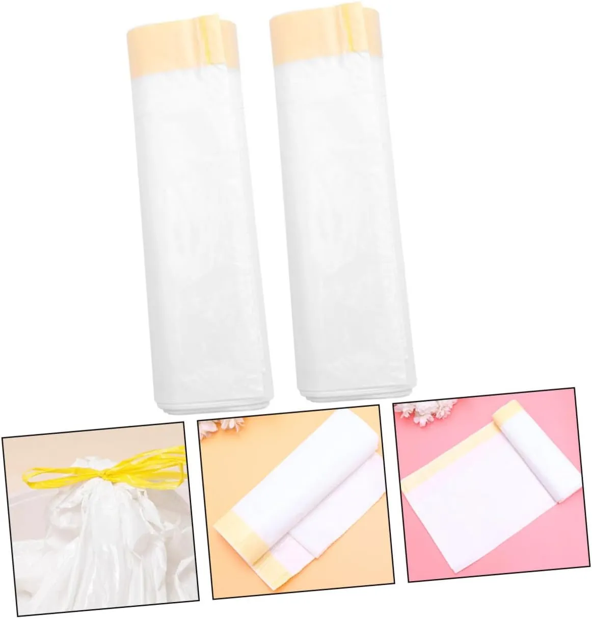 2 Rolls Box Cat Litter Cleaning Bags with Drawstring Handles Liner for Cat Litter Box Easy to Use and Carry Total