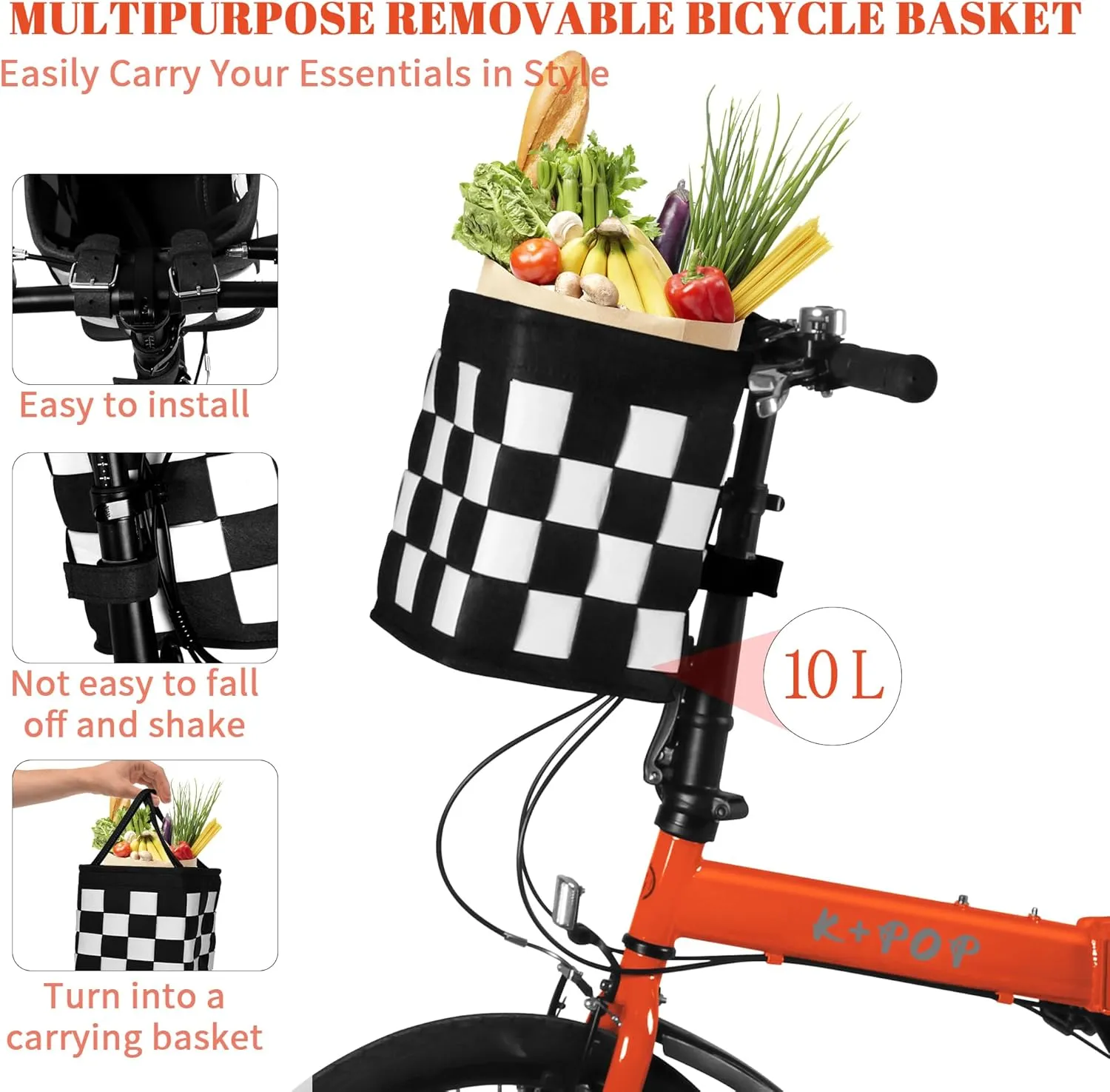 20 Inch Folding Bike for Adults, 7 Speed Foldable Bike with Basket, Lightweight Folding Bicycle with Adjustable Seat & Front and Rear V-Brakes