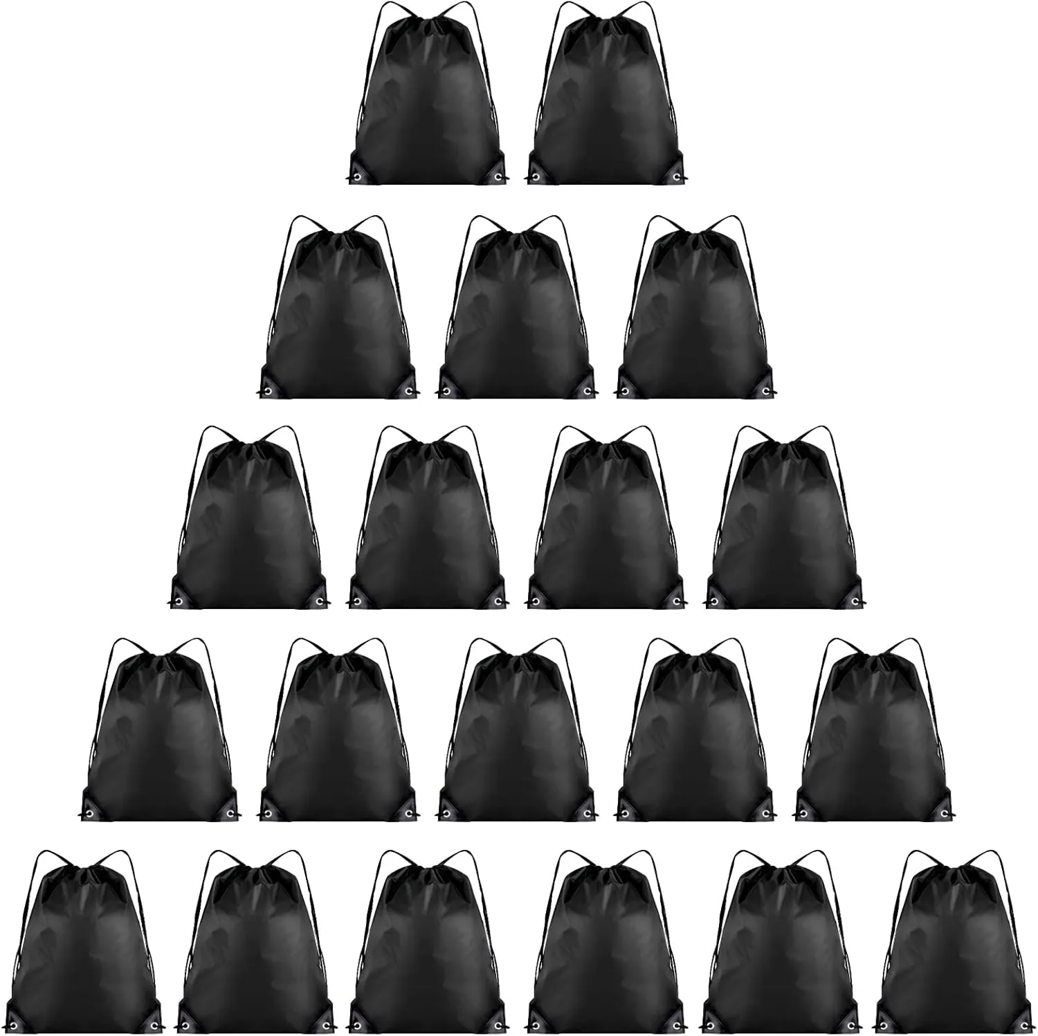 20 Pieces Drawstring Backpack Bulk Cinch Sackpack Ployster Drawstring Bags for Gym Party Trip(Black)