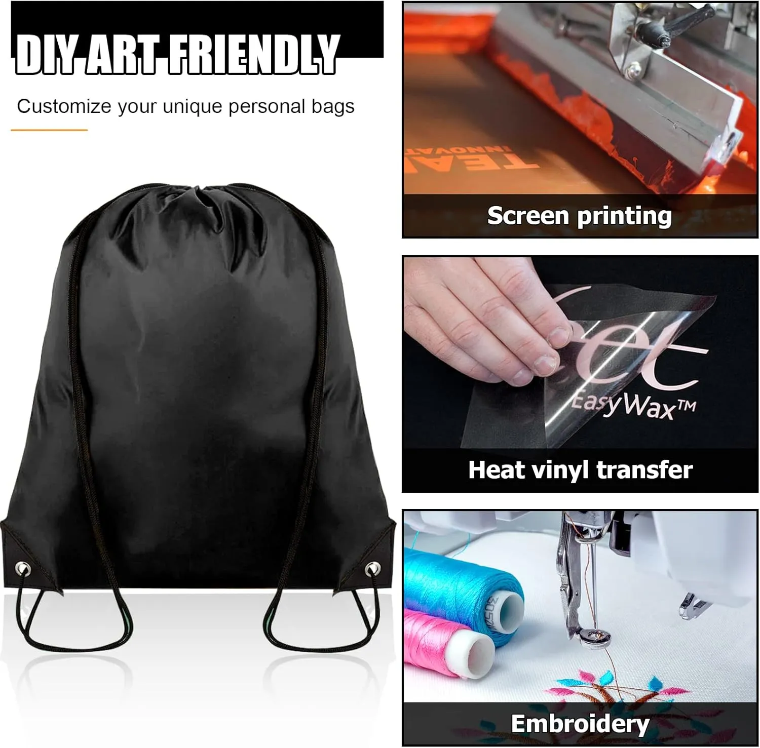 20 Pieces Drawstring Backpack Bulk Cinch Sackpack Ployster Drawstring Bags for Gym Party Trip(Black)