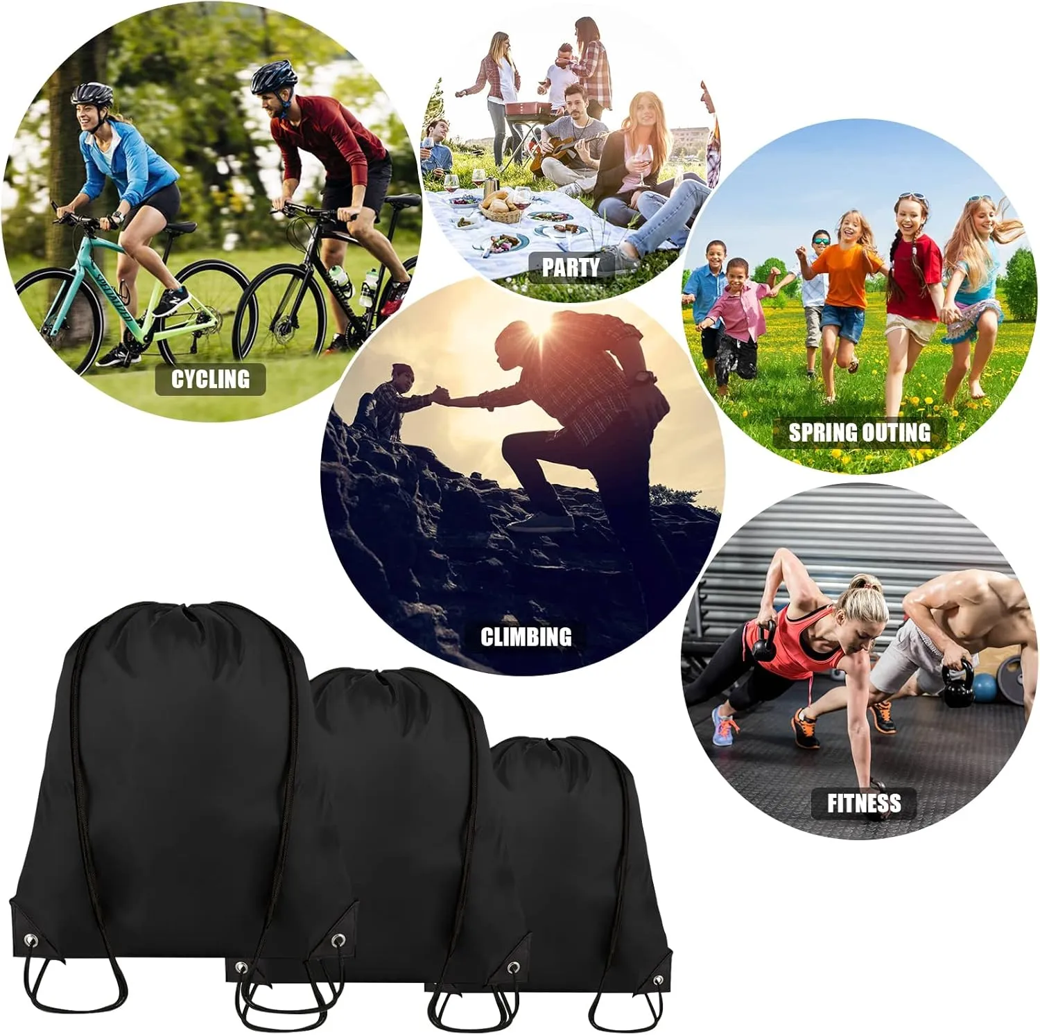 20 Pieces Drawstring Backpack Bulk Cinch Sackpack Ployster Drawstring Bags for Gym Party Trip(Black)