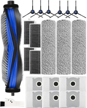 21Pcs Spare Accessories Compatible with ECOVACS DEEBOT X8 /X8 PRO OMNI Robot Vacuum Mop Replacement Parts with 6 Dust Bags, 4 HEPA Filters, 6 Side Brushes,3 Roller Mops,1 Main Brush,1 Cleaning Brush