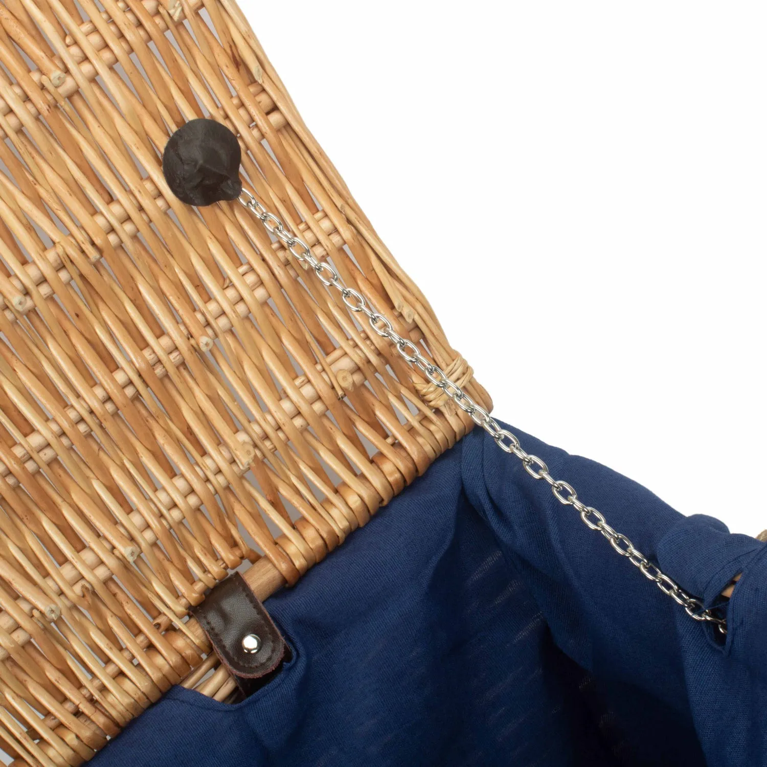 24 Inch Rope Handled Willow Hamper Trunk with Navy Blue Lining