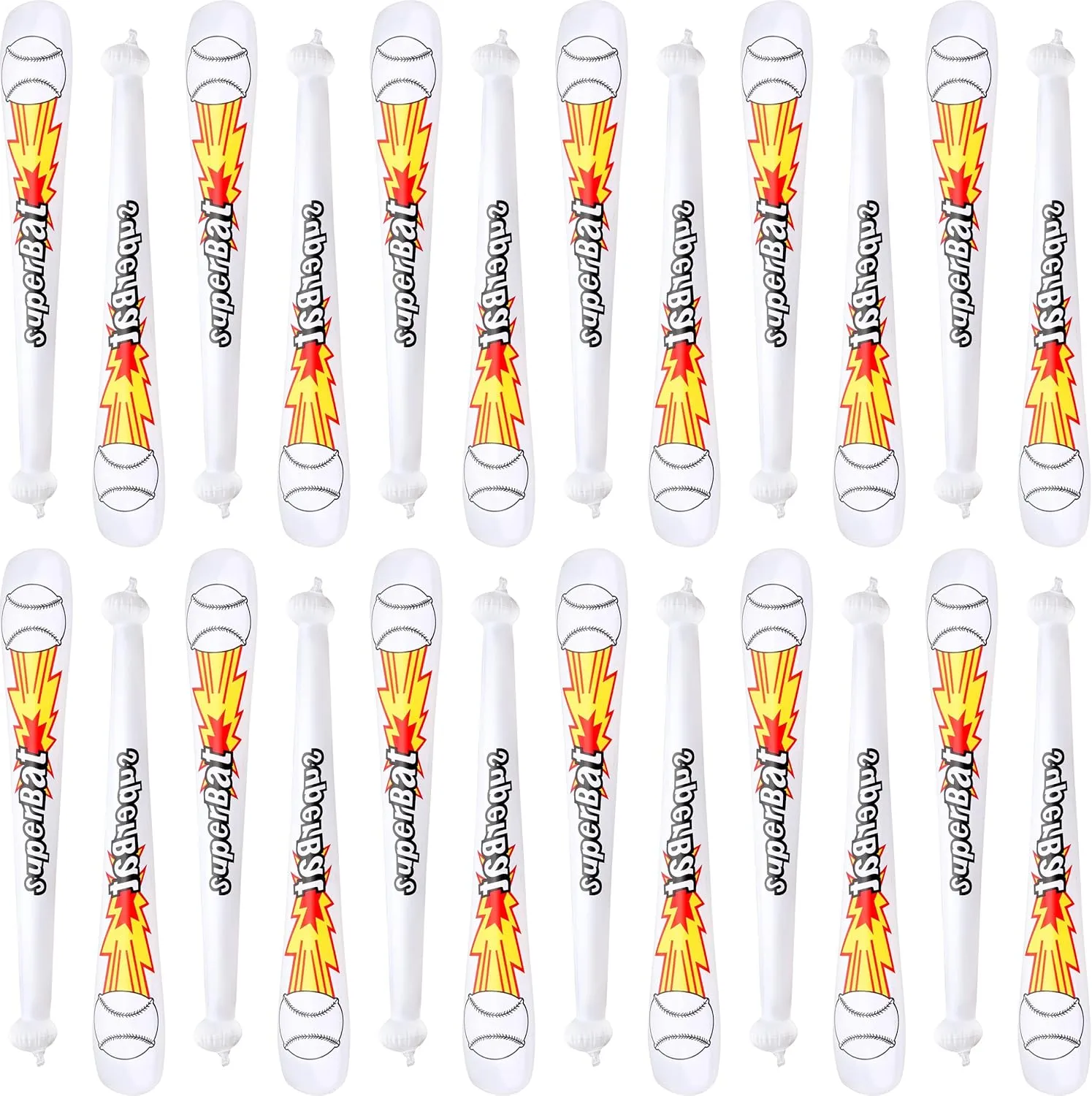 24 Pack Inflatable Baseball Bats Baseball bat inflates Bulk for Summer Pool Baseball Theme Birthday Party Favors
