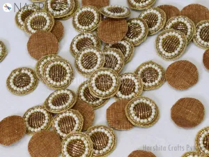 25 Round Applique Patches Zardozi Sewing Handmade Patch Bridal Indian Handcrafted Embellish Headband DIY Crafting Home Decor Cushion Covers
