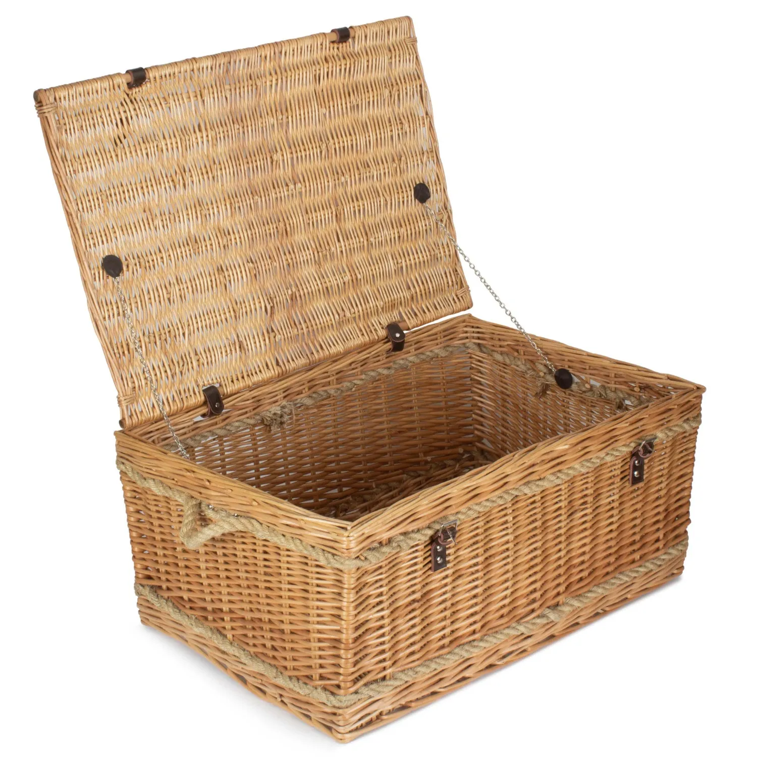 28 Inch Rope Handled Willow Hamper Trunk