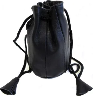 2pc Lot Soft Lambskin Leather Coin Bags Drawstring Closure Black Color