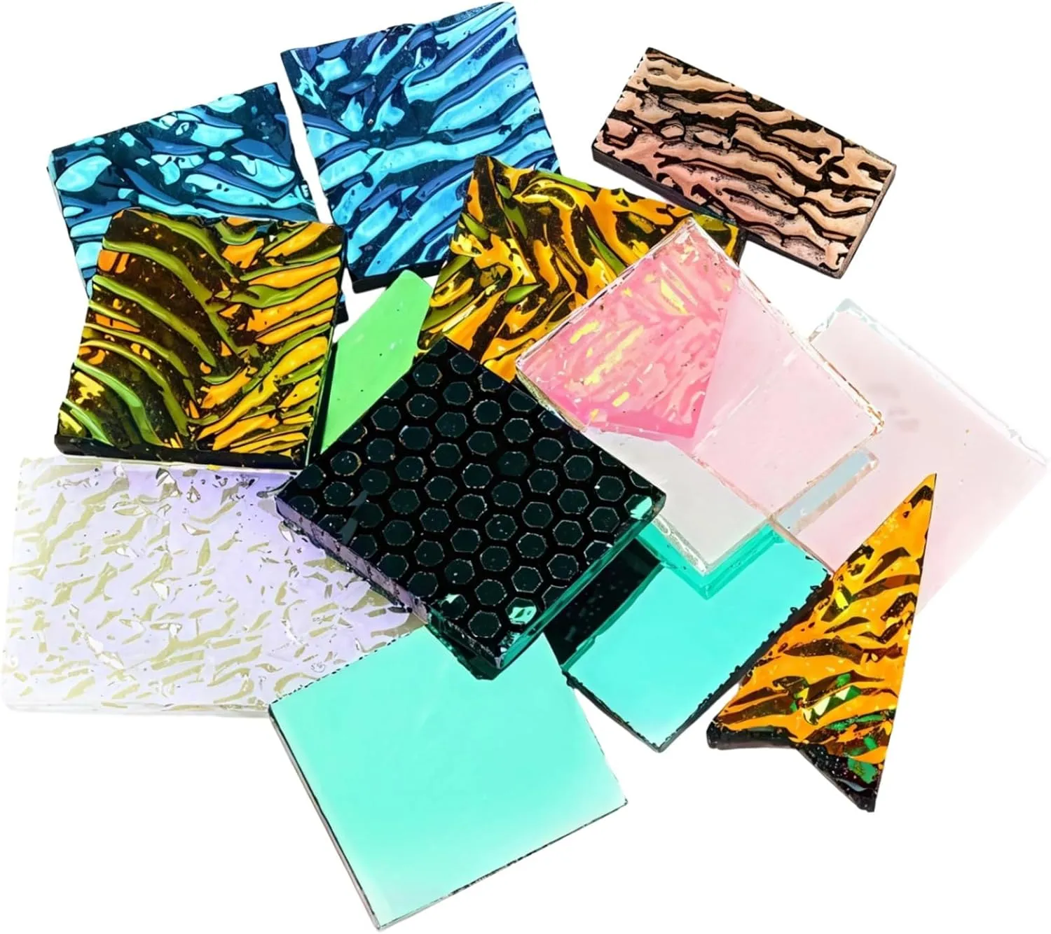 3 Bags of Coe90 Dichroic Glass Scraps for Jewelry Making, Color-Changing Glass for Pendants, Kiln-Friendly, 1 Oz Per Bag