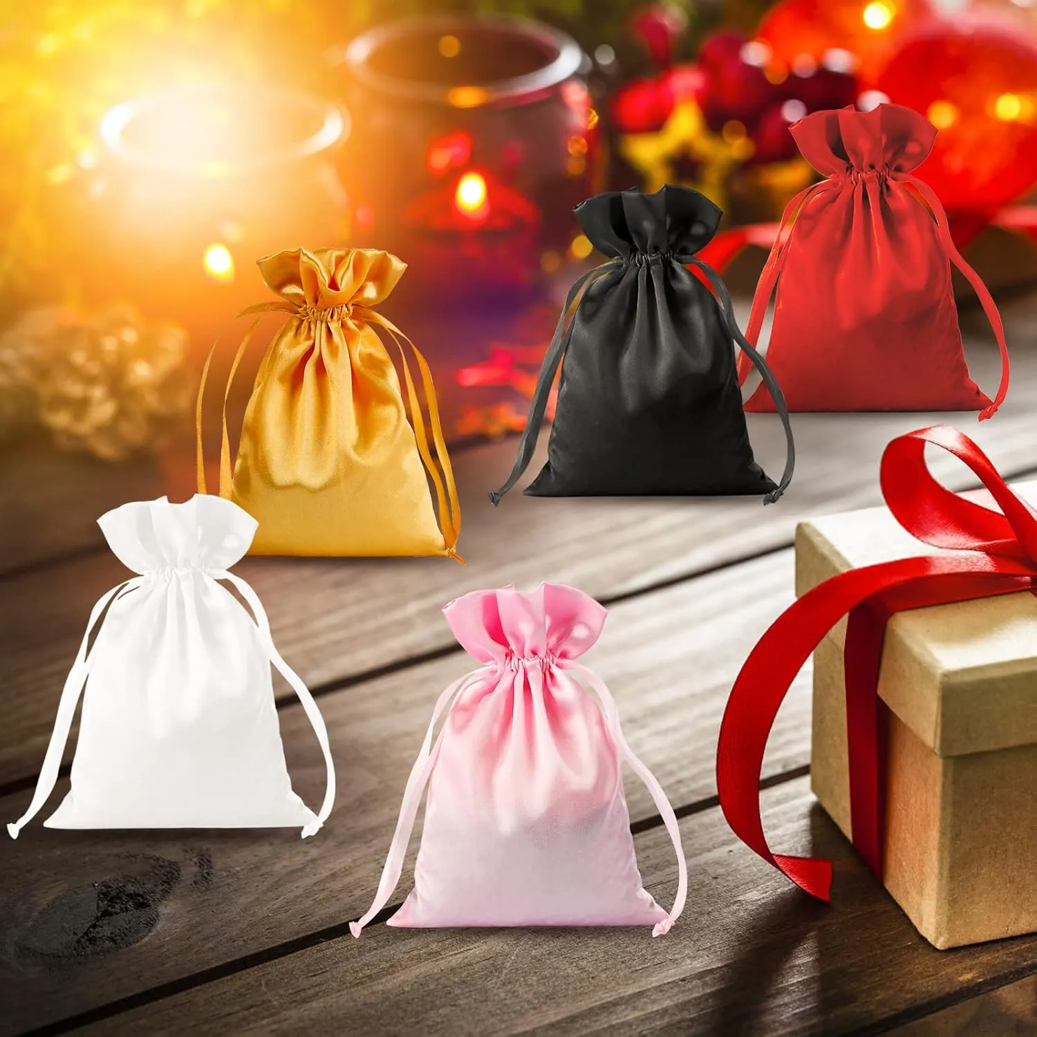 30pcs Satin Gift Bags Pink Drawstring Bag,Gift Pouches For Christmas,Wedding Favor Bags,Small Jewellery Pouch 5X7 Inch