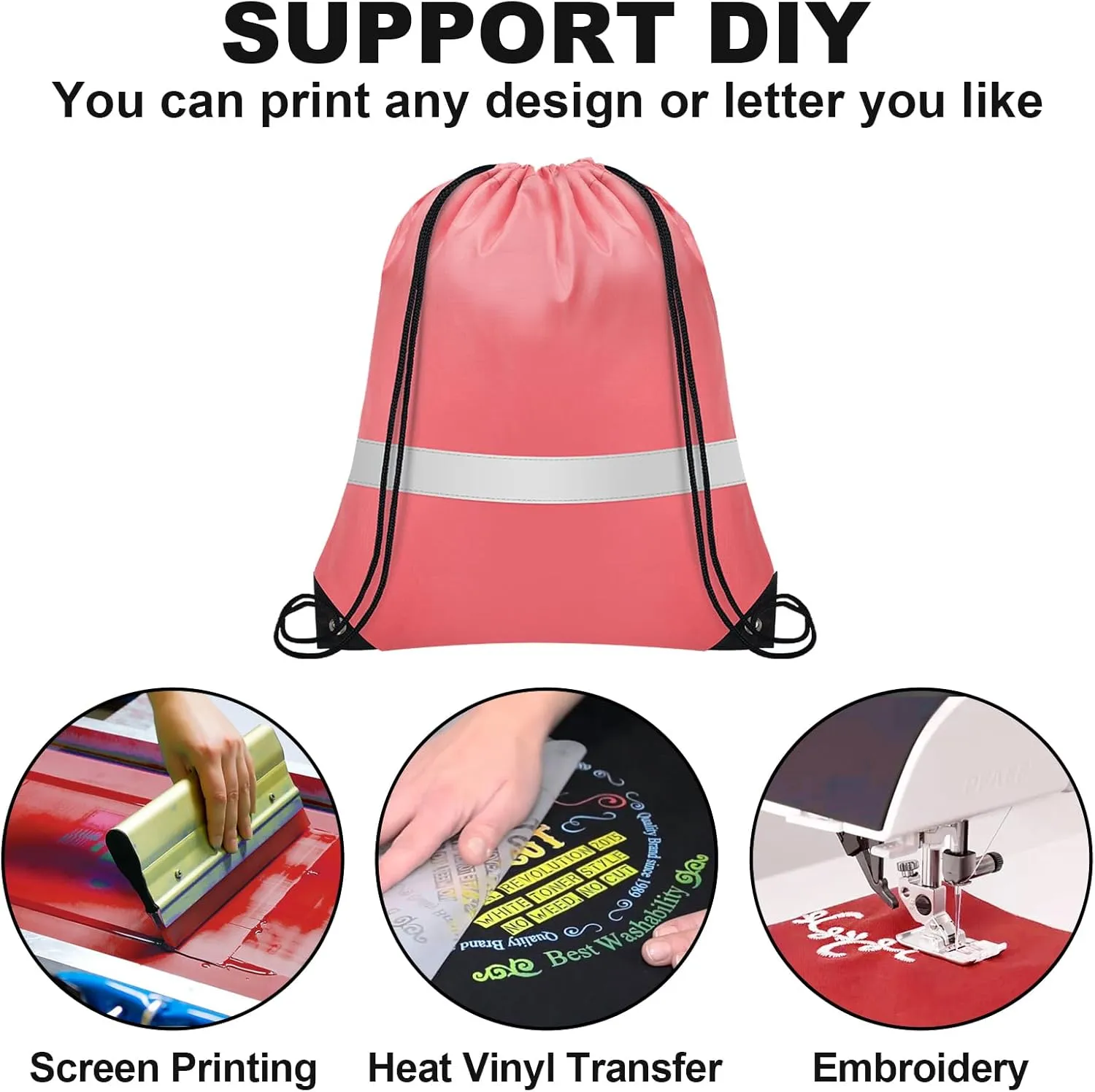 32Pcs Drawstring Bags Bulk Cinch Bag, Polyester String Bag Drawstring Backpack for Trip Party Camping Sports Gym Yoga（Soft Reflect）