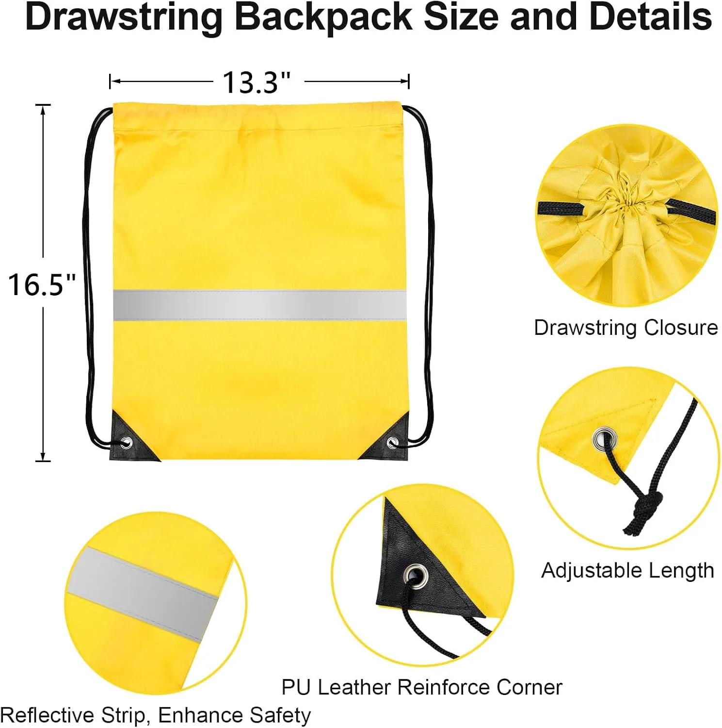 32Pcs Drawstring Bags Bulk Cinch Bag, Polyester String Bag Drawstring Backpack for Trip Party Camping Sports Gym Yoga（Soft Reflect）