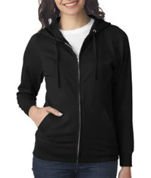 3763 LA T Ladies Lightweight French Terry Zip Front Hoodie Black