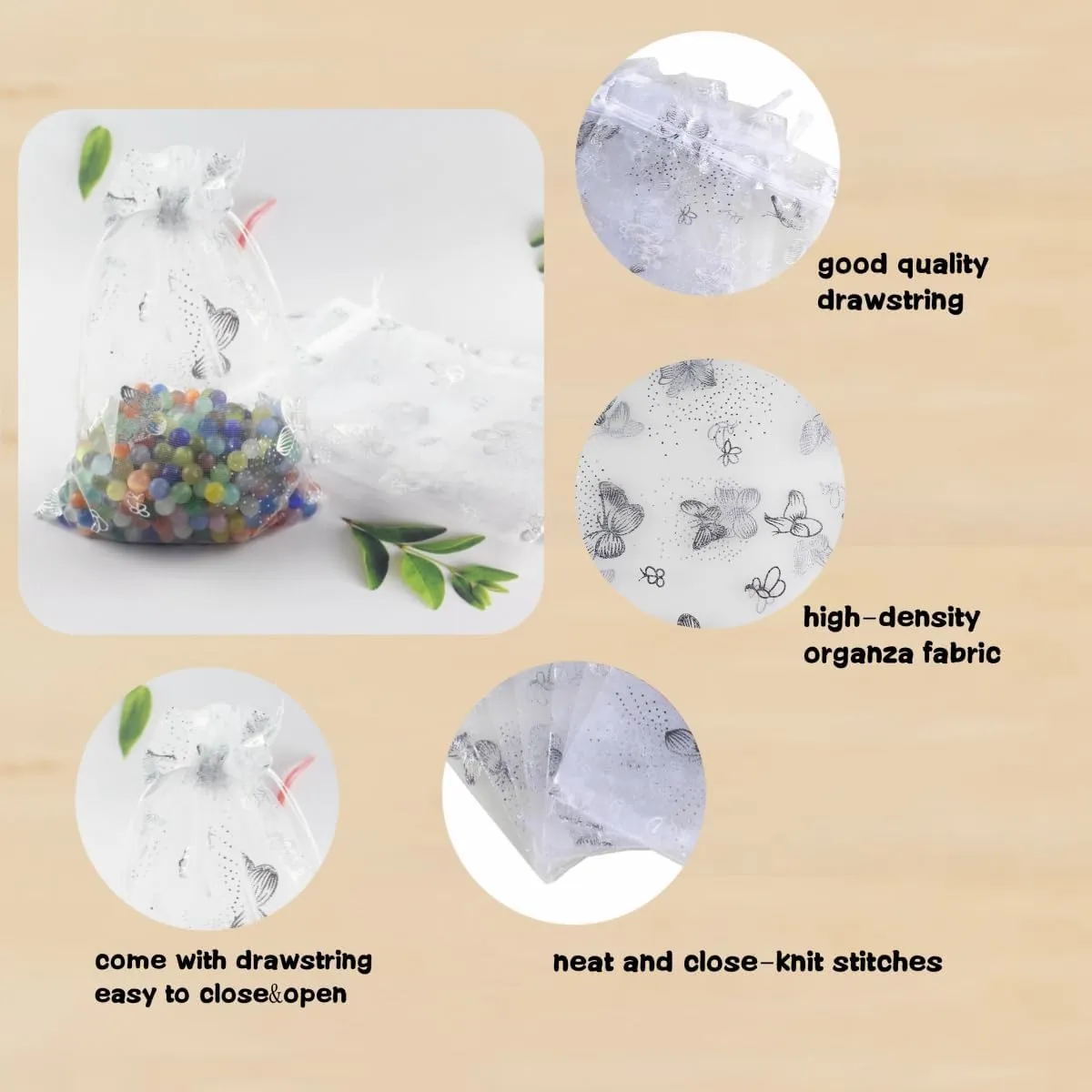 5 x 7 Inch White 100 Butterfly Organza Jewelry Gift Pouch Candy Pouch Drawstring Wedding Favor Bags SDHD211301810X