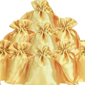 50 Pieces 3 x 4 Satin Bags with Drawstring Gift Pouch Mini Jewelry Small Wedding Favor Bags Smooth Soft Satin Fabric Candy Pouches for Baby Shower Decoration(Gold)