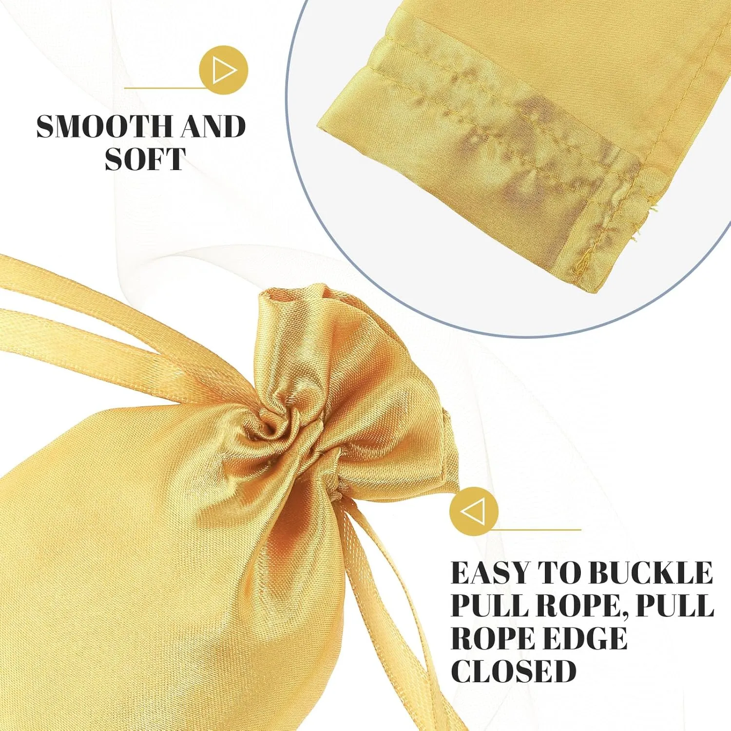 50 Pieces 3 x 4 Satin Bags with Drawstring Gift Pouch Mini Jewelry Small Wedding Favor Bags Smooth Soft Satin Fabric Candy Pouches for Baby Shower Decoration(Gold)