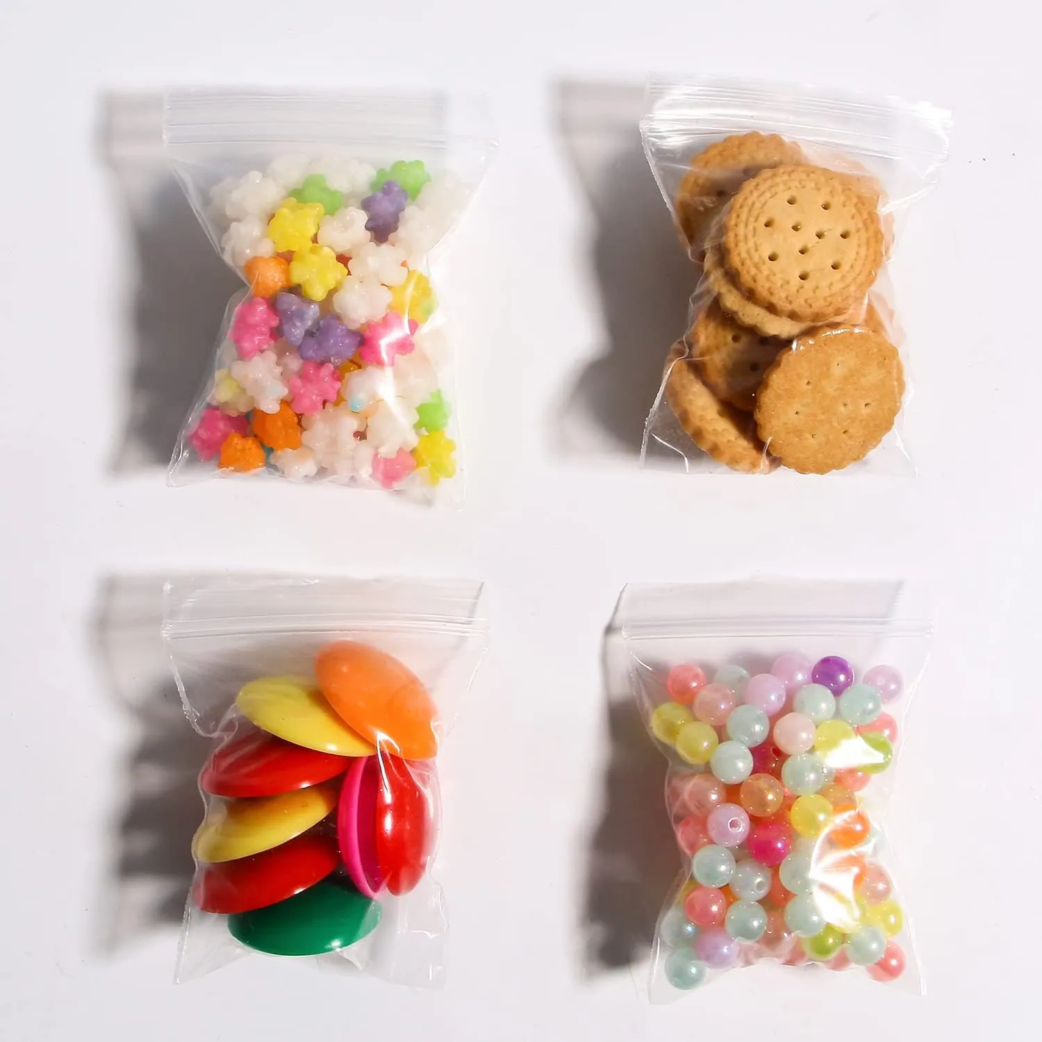 500Pcs Small Plastic Bags 3x3 Inches | Small Zip Bags | Mini Jewelry Bag | Tiny Clear Bag for Jewelry | Little Baggies