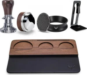 51.5mm Espresso Tool Set for La Pavoni Europiccola, Professional, Stradivari & Post-Millennium Models – Tamper, Distributor, Dosing Funnel, Puck Screen, WDT Tool & Walnut Tamping Mat