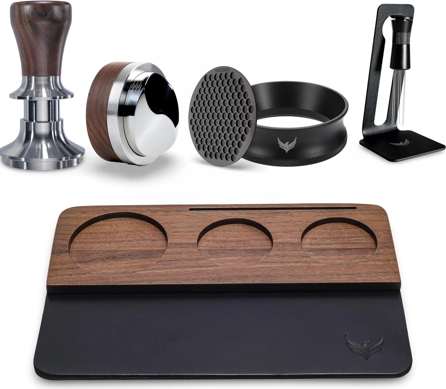 51.5mm Espresso Tool Set for La Pavoni Europiccola, Professional, Stradivari & Post-Millennium Models – Tamper, Distributor, Dosing Funnel, Puck Screen, WDT Tool & Walnut Tamping Mat