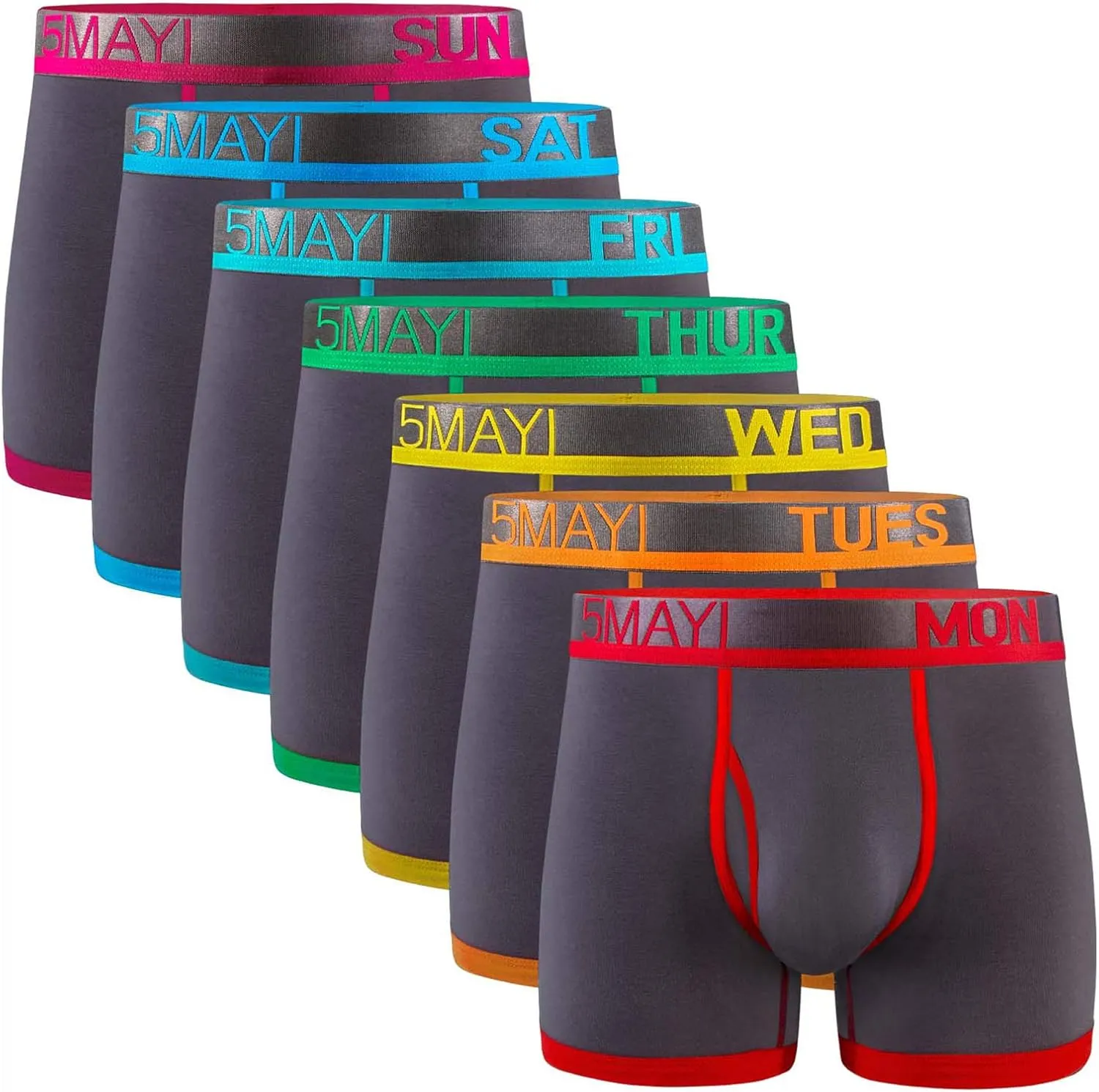 5Mayi Men's Underwear Boxer Briefs Cotton Regular Long Mens Boxer Briefs Underwear Men Pack S M L XL XXL