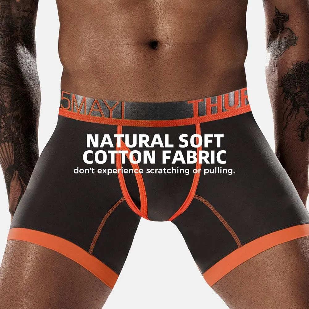 5Mayi Men's Underwear Boxer Briefs Cotton Regular Long Mens Boxer Briefs Underwear Men Pack S M L XL XXL