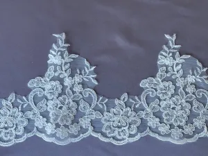 6" Light Ivory Sequined Alençon Style Lace Trim