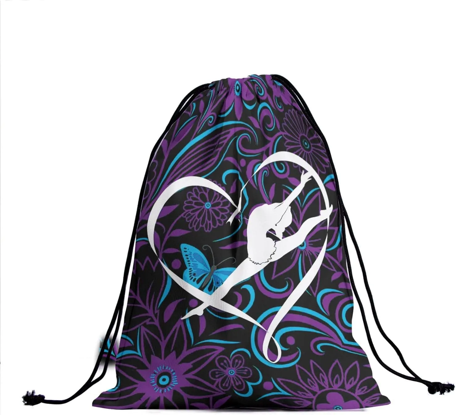 Abstract Floral Butterflies Grip Bags Love Heart Dancer Gymnastics Pouch Bag for Gym Yoga Spa
