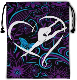 Abstract Floral Butterflies Grip Bags Love Heart Dancer Gymnastics Pouch Bag for Gym Yoga Spa